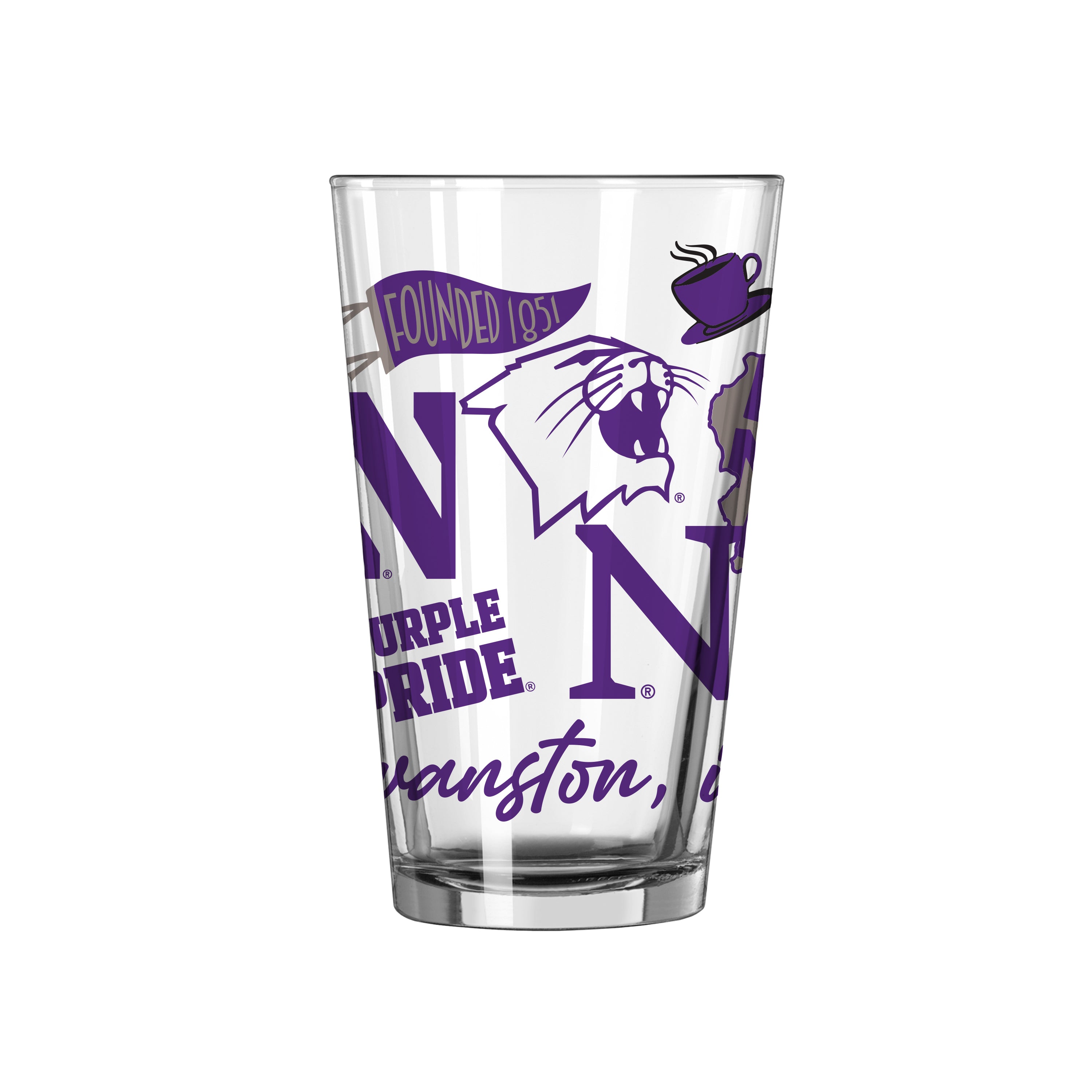 Northwestern Wildcats 2.5 oz. Purple Stainless Steel Shooter Shot Glass  with N-Cat Design