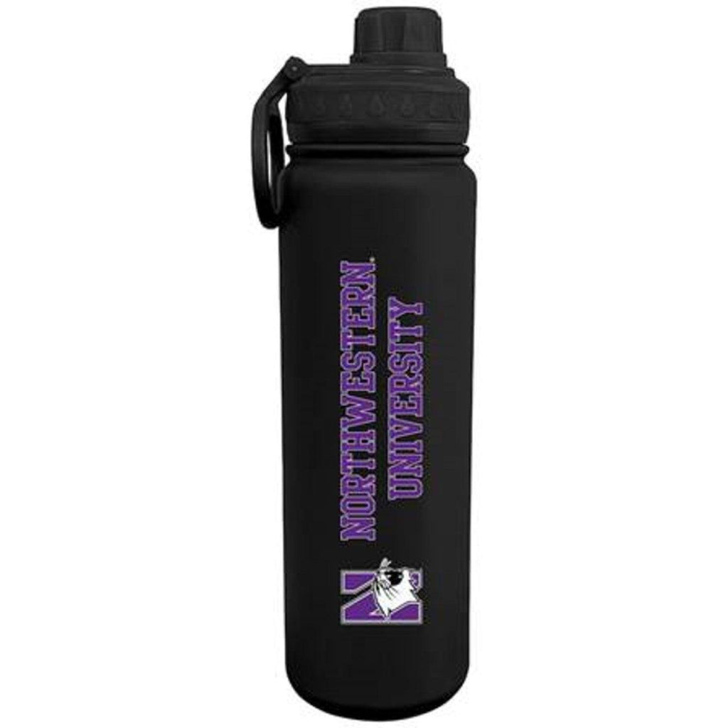 Northwestern Wildcats 24oz Black Stainless Water Bottle - Northwestern Team Store
