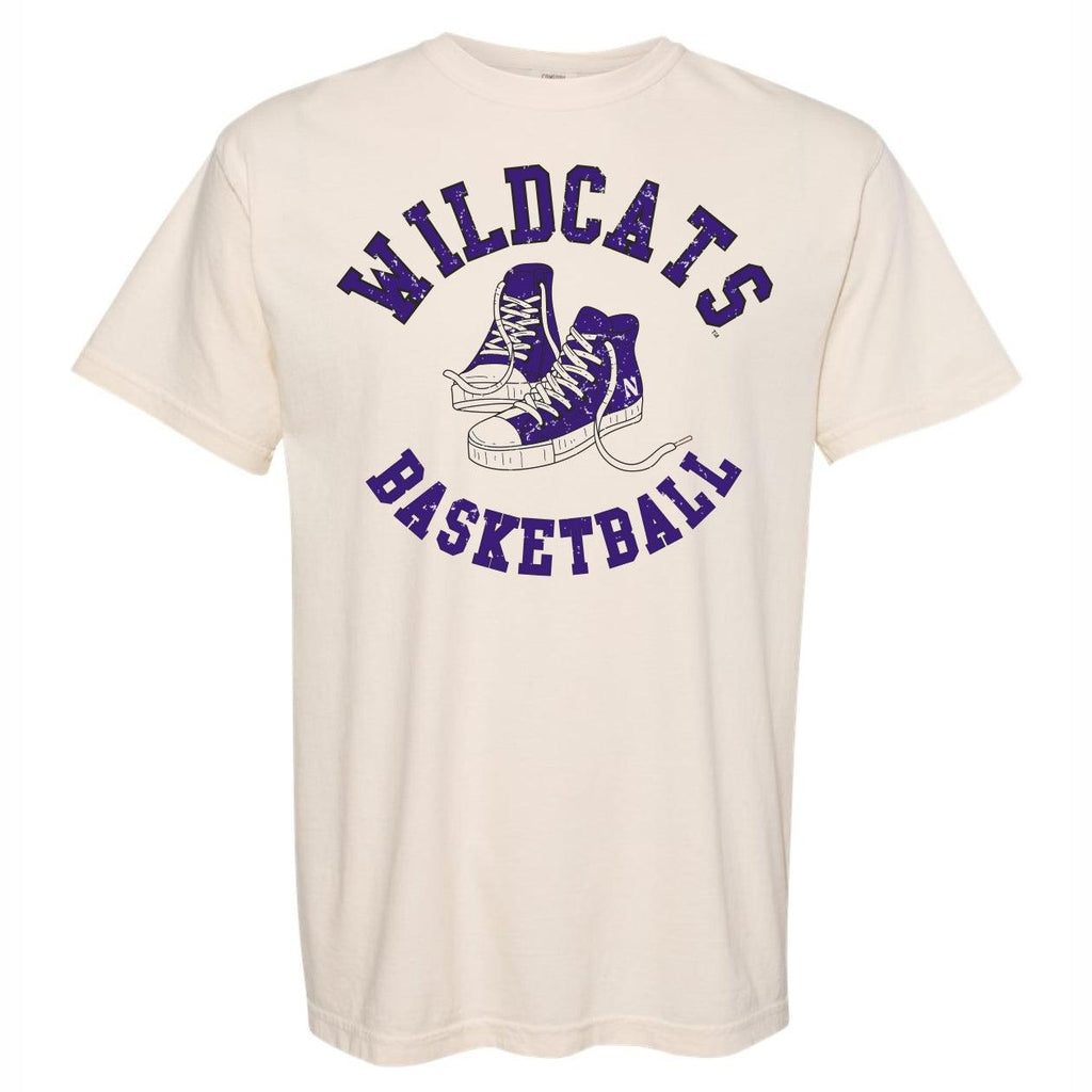 Northwestern Wildcats Basketball Retro Sneakers T-Shirt - Northwestern Team Store