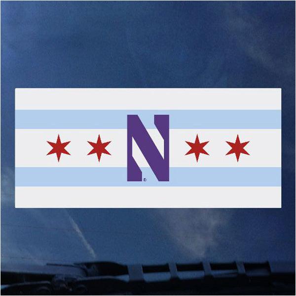 Northwestern Wildcats Chicago Flag Color Shock Decal - Northwestern Team Store