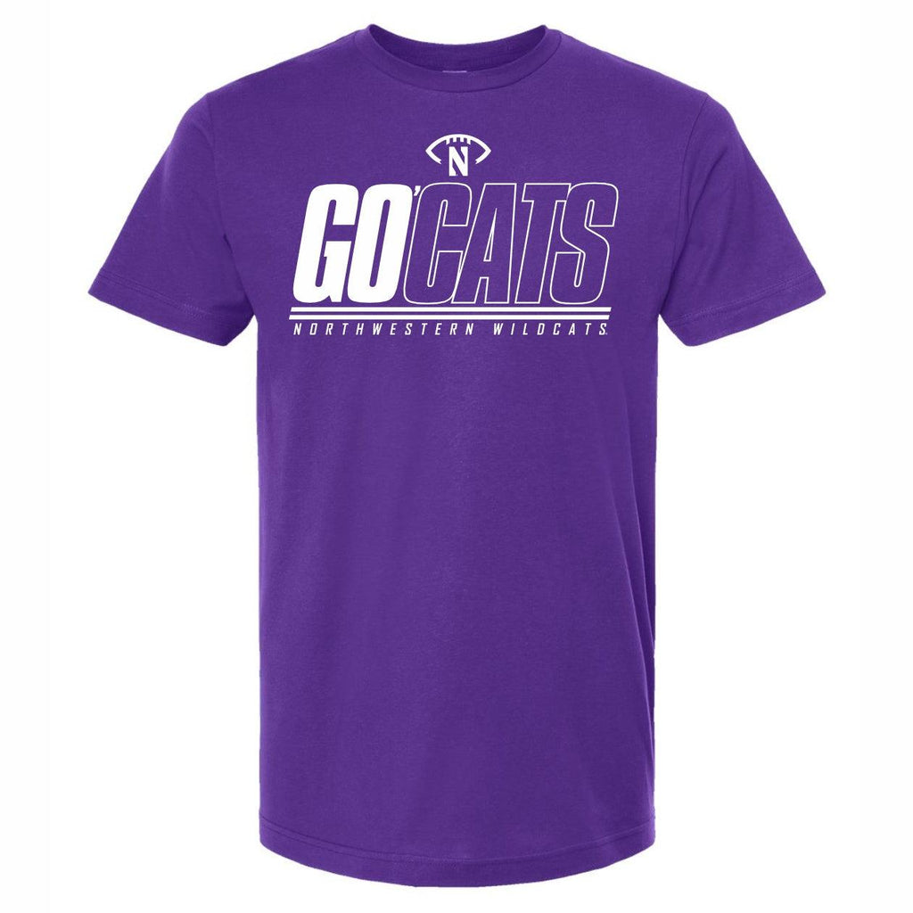 Northwestern Wildcats Go Cats Purple Football T-Shirt - Northwestern Team Store