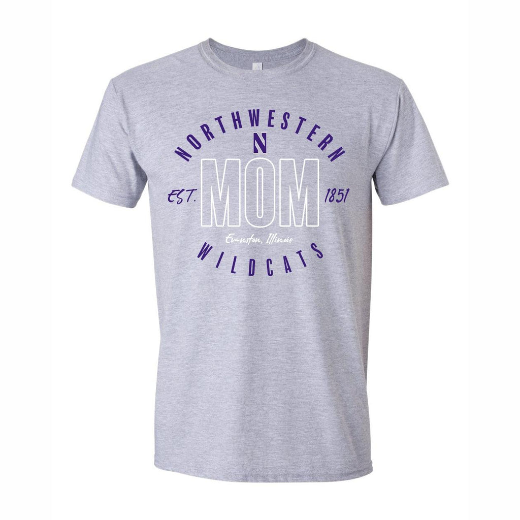 Northwestern Wildcats Gray Mom T-Shirt - Northwestern Team Store