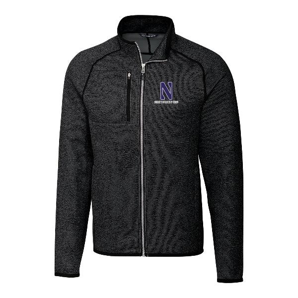 Northwestern Wildcats Men's Cutter &amp; Buck Mainsail Sweater-Knit Black Full-Zip Jacket - Northwestern Team Store
