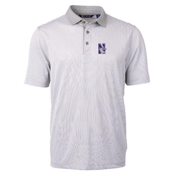 Northwestern Wildcats Men's Cutter &amp; Buck Virtue Eco Pique Micro Stripe Recycled Polished Polo - Northwestern Team Store
