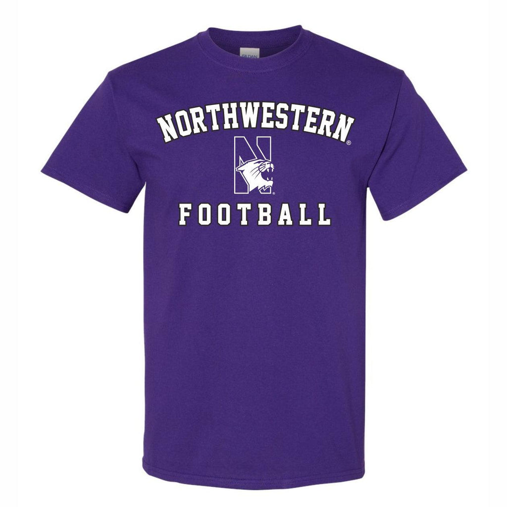 Northwestern Wildcats Men's N-Cat Football Arched Purple T-Shirt - Northwestern Team Store