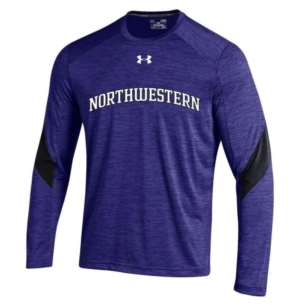 Northwestern Wildcats Men's Sideline Under Armour Purple Microthread Long-Sleeve T-Shirt - Northwestern Team Store