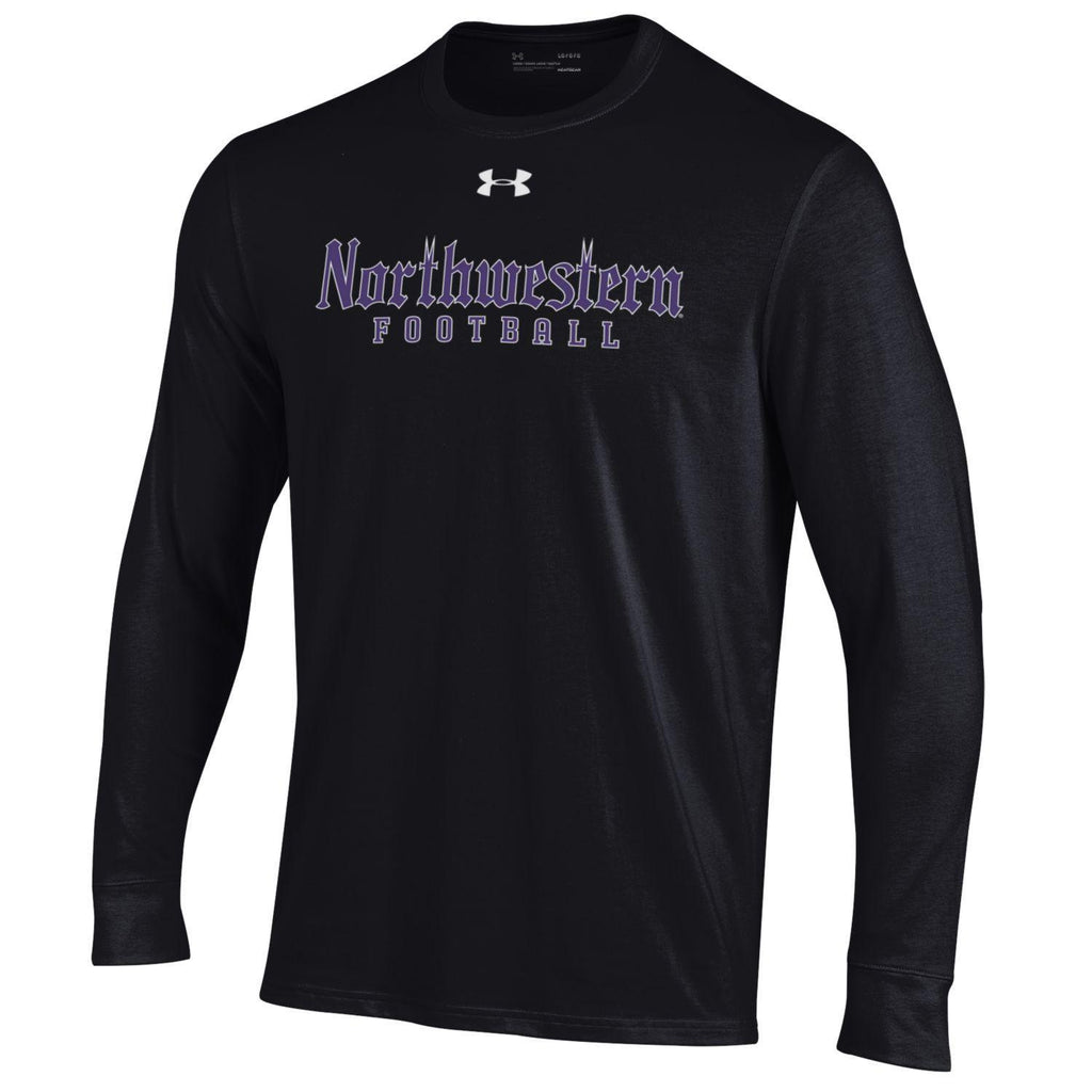 Northwestern Wildcats Men's Under Armour Gothic Football Black Long-Sleeve T-Shirt - Northwestern Team Store