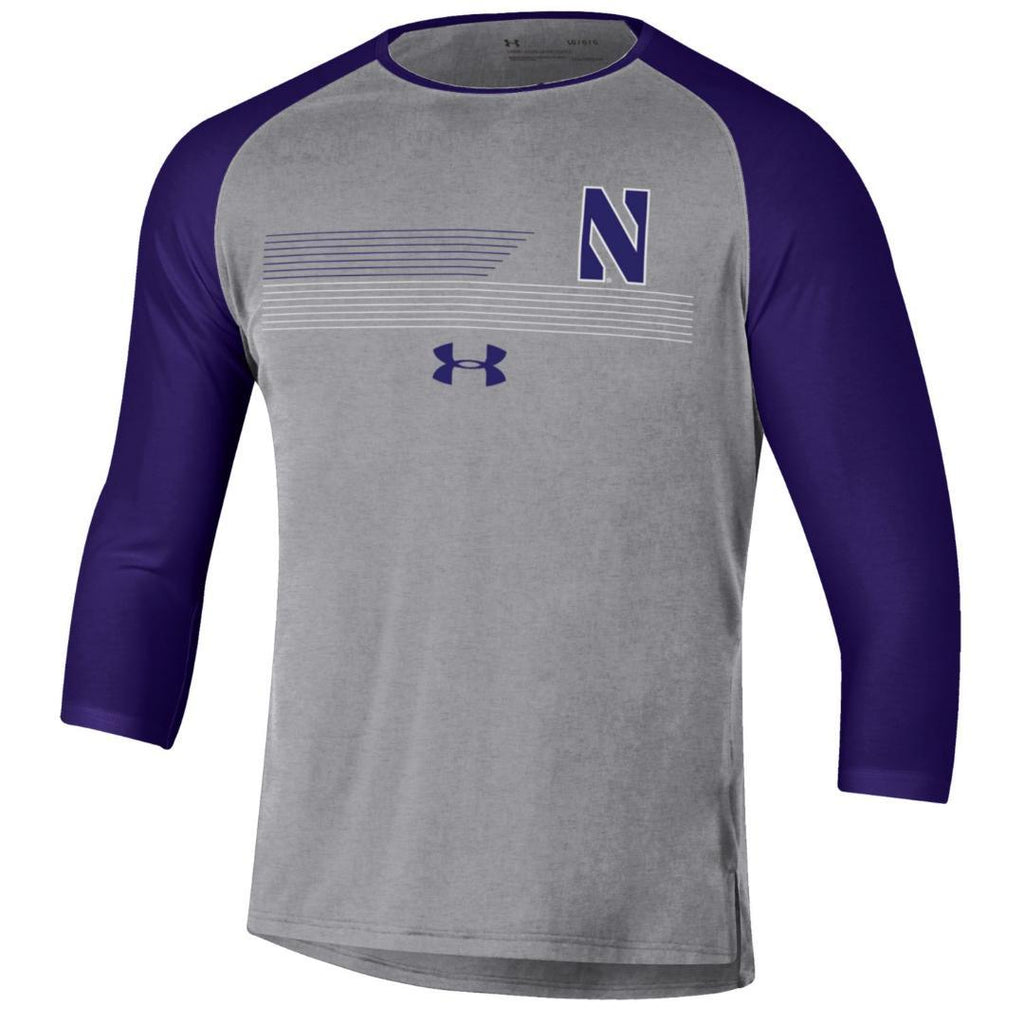 Northwestern Wildcats Men's Under Armour Raglan Freestyle 3/4 T-Shirt - Northwestern Team Store