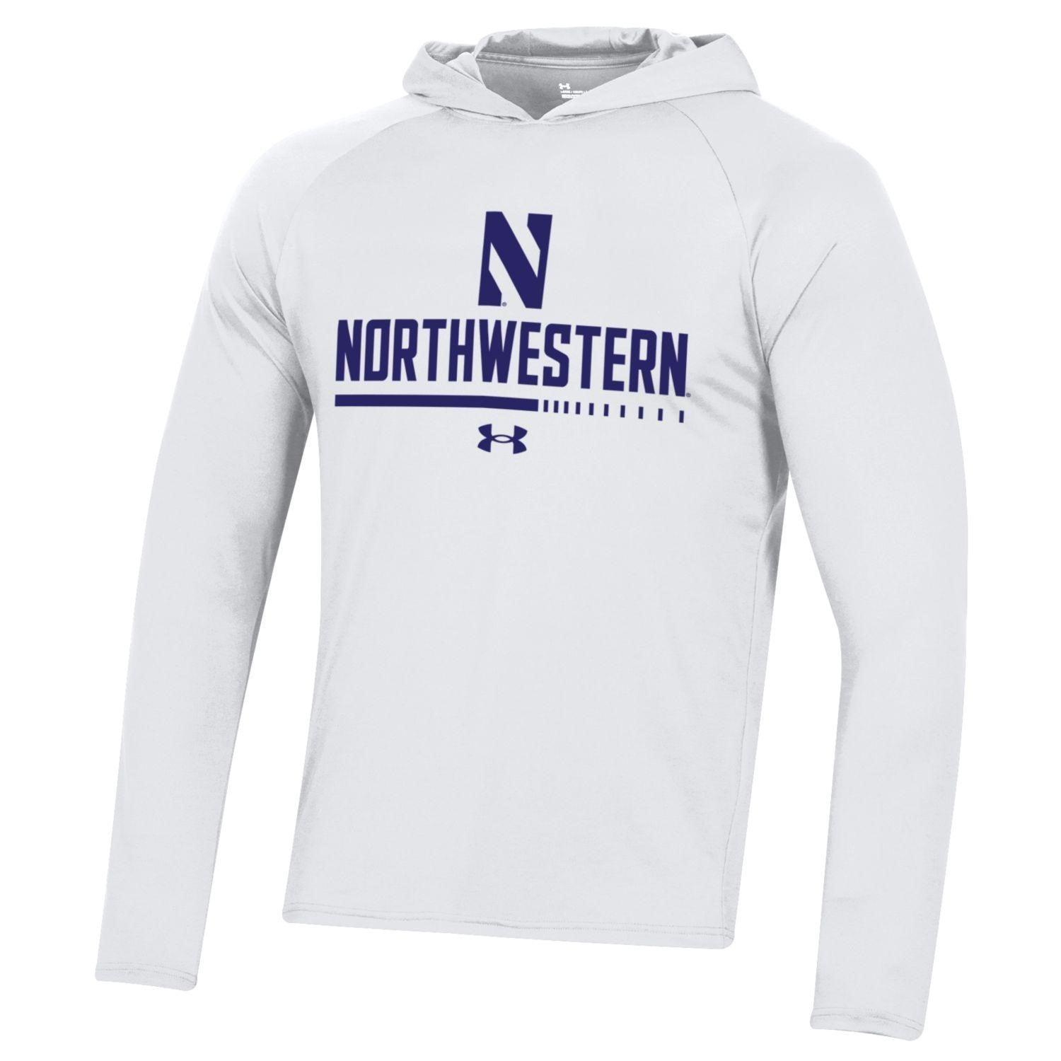 Northwestern Wildcats Men's Under Armour Tech Hooded White Long-Sleeve T-Shirt White / S