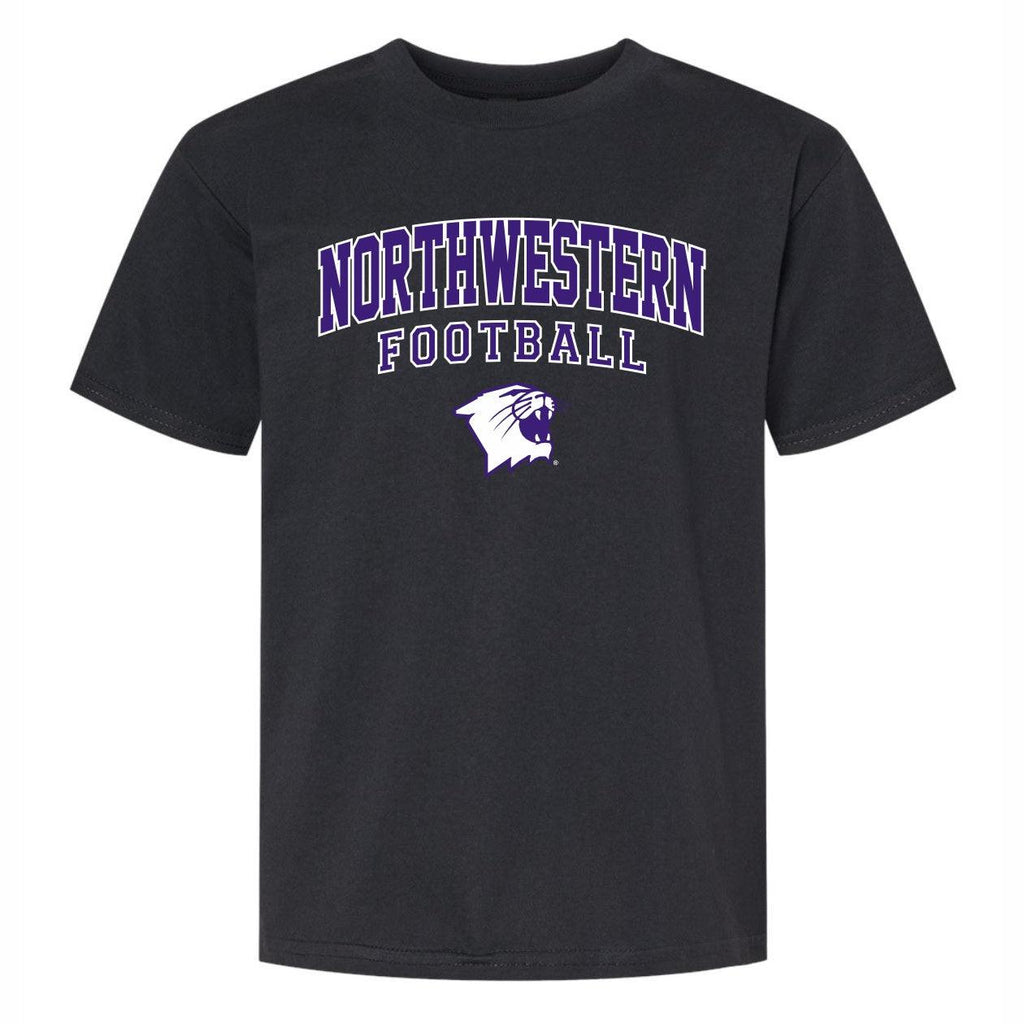 Northwestern Wildcats N-Cat Football Black T-Shirt - Northwestern Team Store