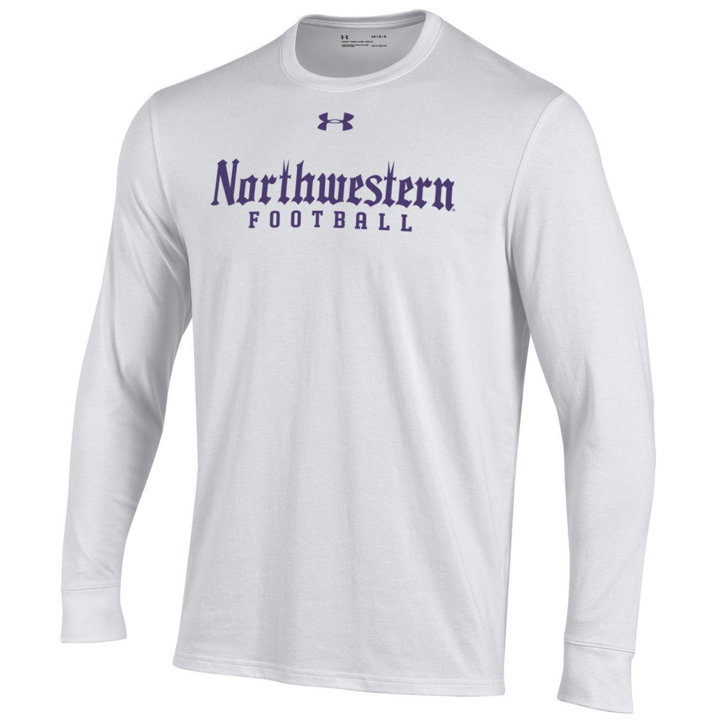 Northwestern Wildcats Under Armour Gothic Football White Long-Sleeve T-Shirt - Northwestern Team Store