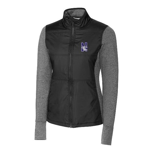 Northwestern Wildcats Women's Cutter &amp; Buck Forge Stealth Hybrid Quilted Full Zip Windbreaker Jacket - Northwestern Team Store