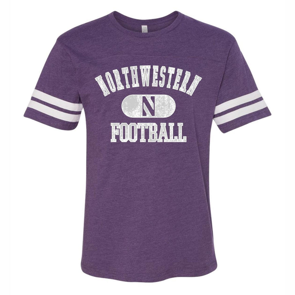 Northwestern Wildcats Women's Football Stripes Purple T-Shirt - Northwestern Team Store