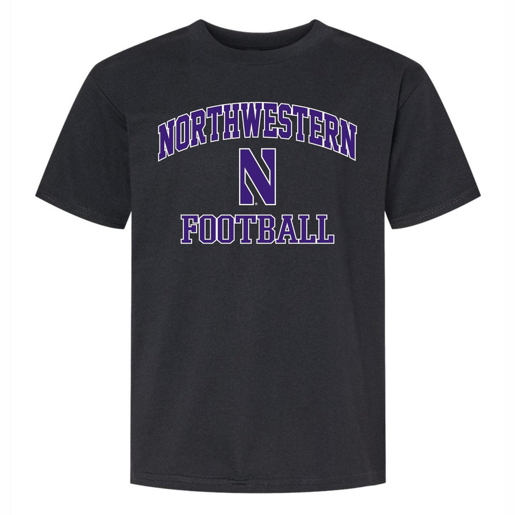 Northwestern Wildcats Youth 2-Color Arch Football Black T-Shirt - Northwestern Team Store