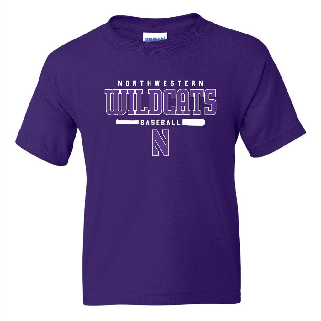 Northwestern Wildcats Youth Baseball Bat Graphic Purple T-Shirt - Northwestern Team Store