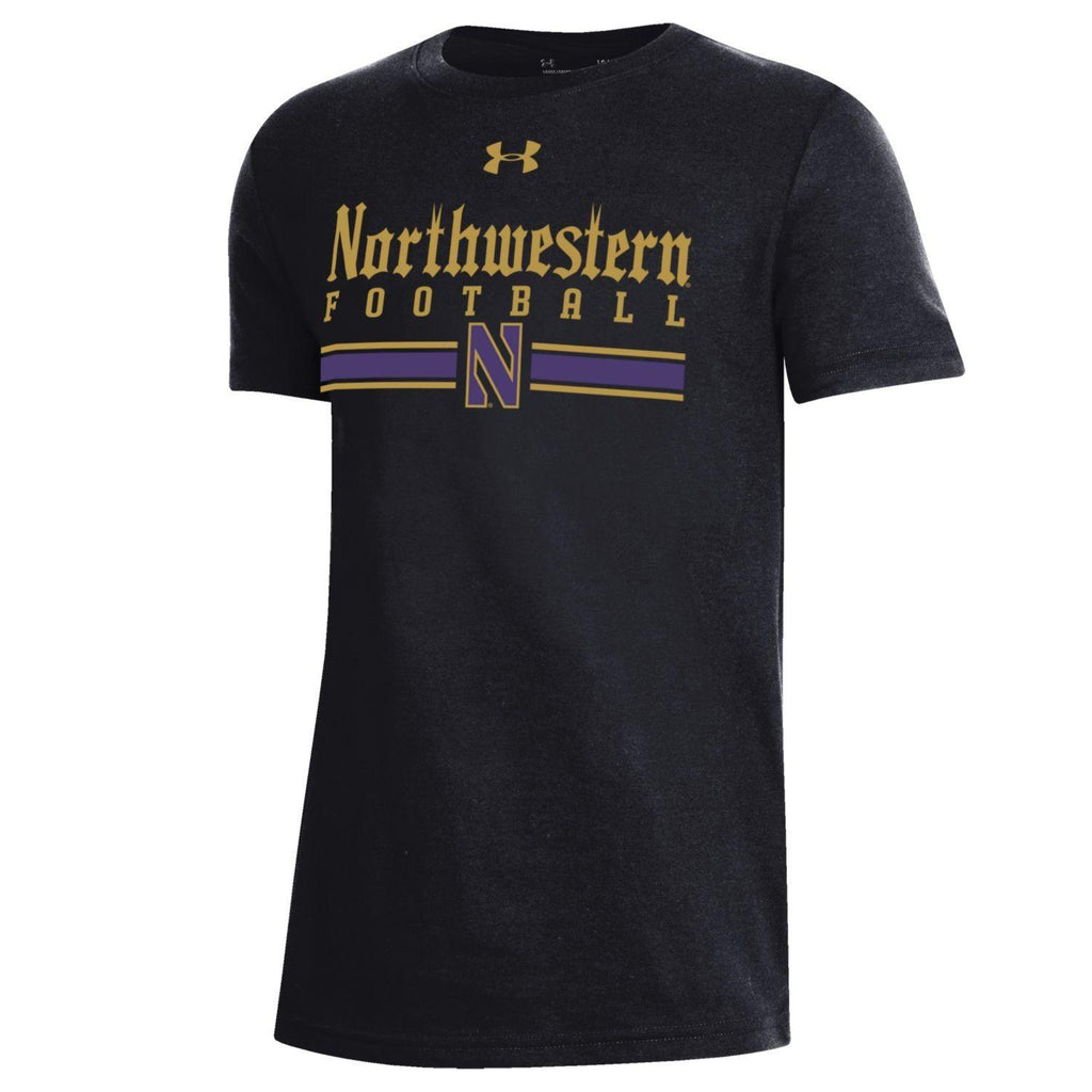 Northwestern Wildcats Youth Under Armour Football Stripe T-Shirt - Northwestern Team Store