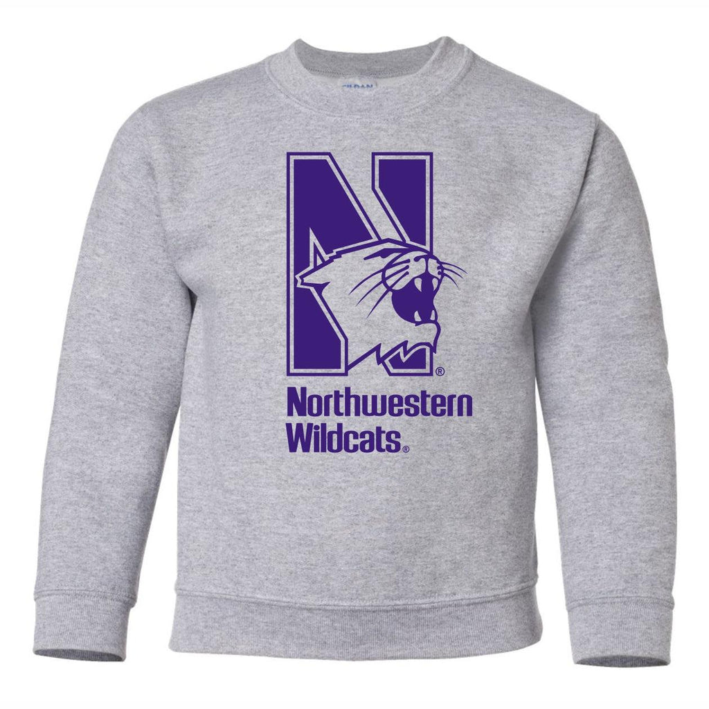 Northwestern Wildcats Youth Wildcat Logo "N" Crew - Northwestern Team Store