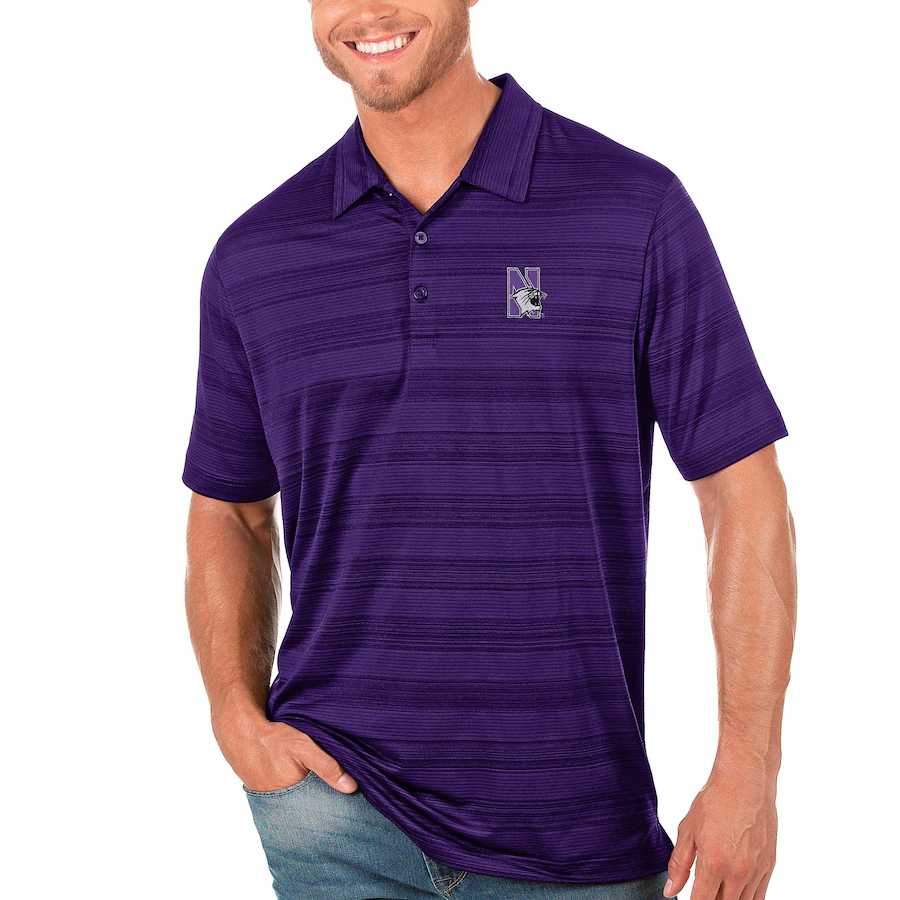 Northwestern Polo Men's Antigua Purple Stripe - Main Image