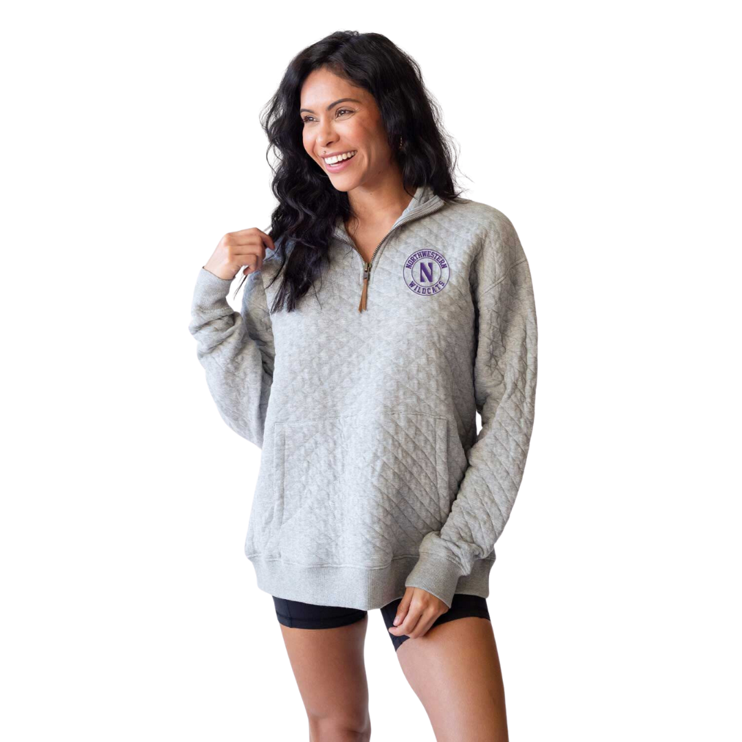 Northwestern Quarter-Zip Women's Chicka-D Grey Quilted